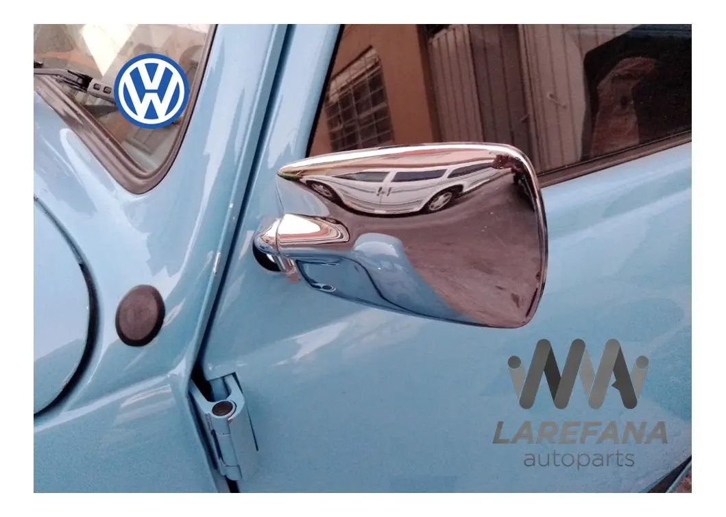 PAR DE ESPEJOS MÉTALICOS CROMADOS PARA VW SEDAN VOCHO - Image 2