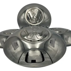 KIT DE 4 TAPONES CROMADOS CON LOGO "VW GRANDE" PARA VW SEDAN VOCHO DE 4 Y 5 BIRLOS