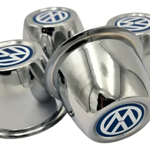 KIT 04 COPAS CROMADAS CON LOGO AZUL PARA RIN DE VW SEDAN VOCHO