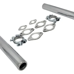 KIT DE TUBOS ESCAPE CROMADOS CON ABRAZADERAS Y JUNTAS PARA VW SEDAN VOCHO